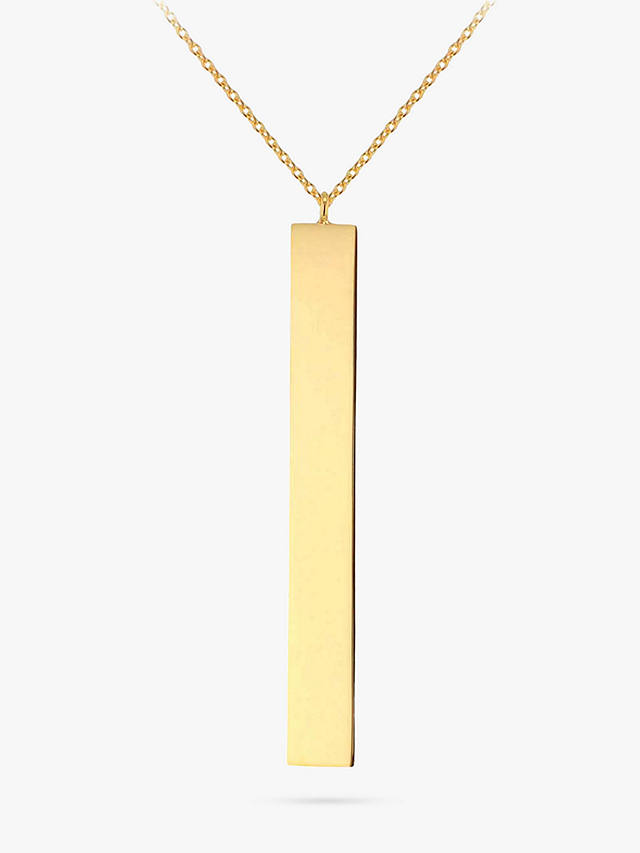 IBB Personalised 9ct Gold Vertical Bar Initial Pendant Necklace, Gold