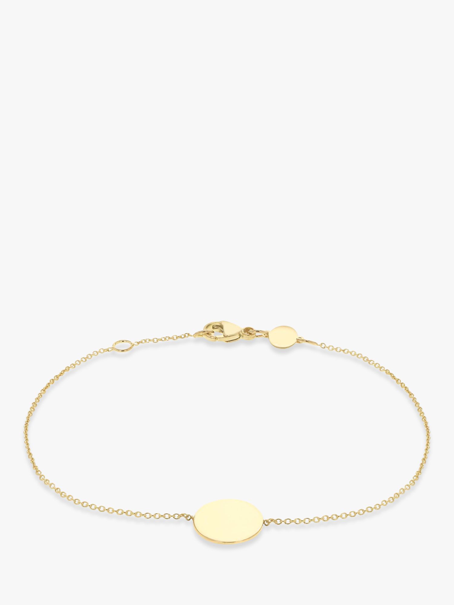 IBB Personalised 9ct Gold Disc Initial Chain Bracelet