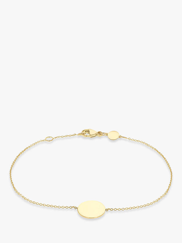 IBB Personalised 9ct Gold Disc Initial Chain Bracelet