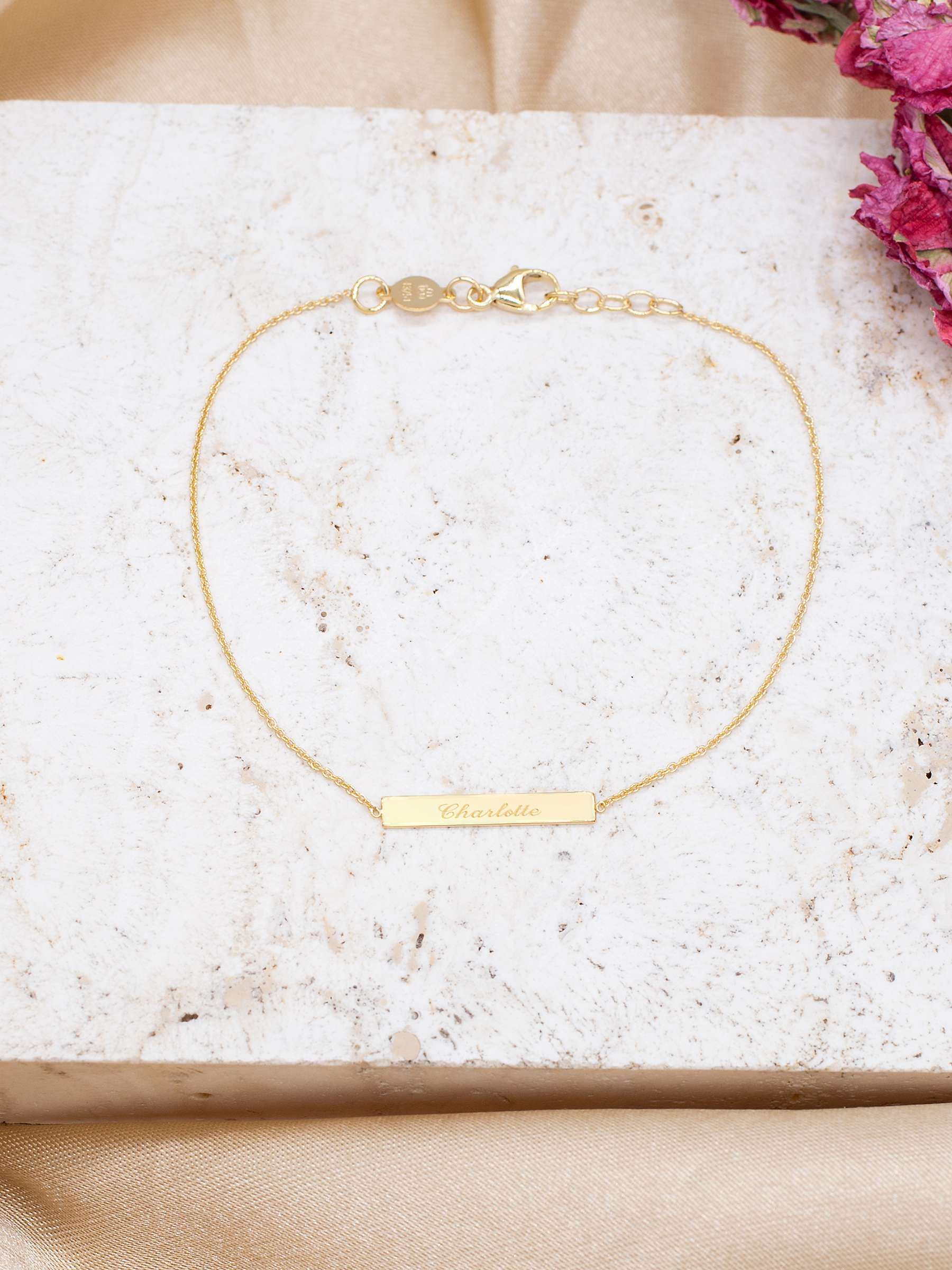 Buy IBB Personalised 9ct Gold Bar Initial Chain Bracelet Online at johnlewis.com