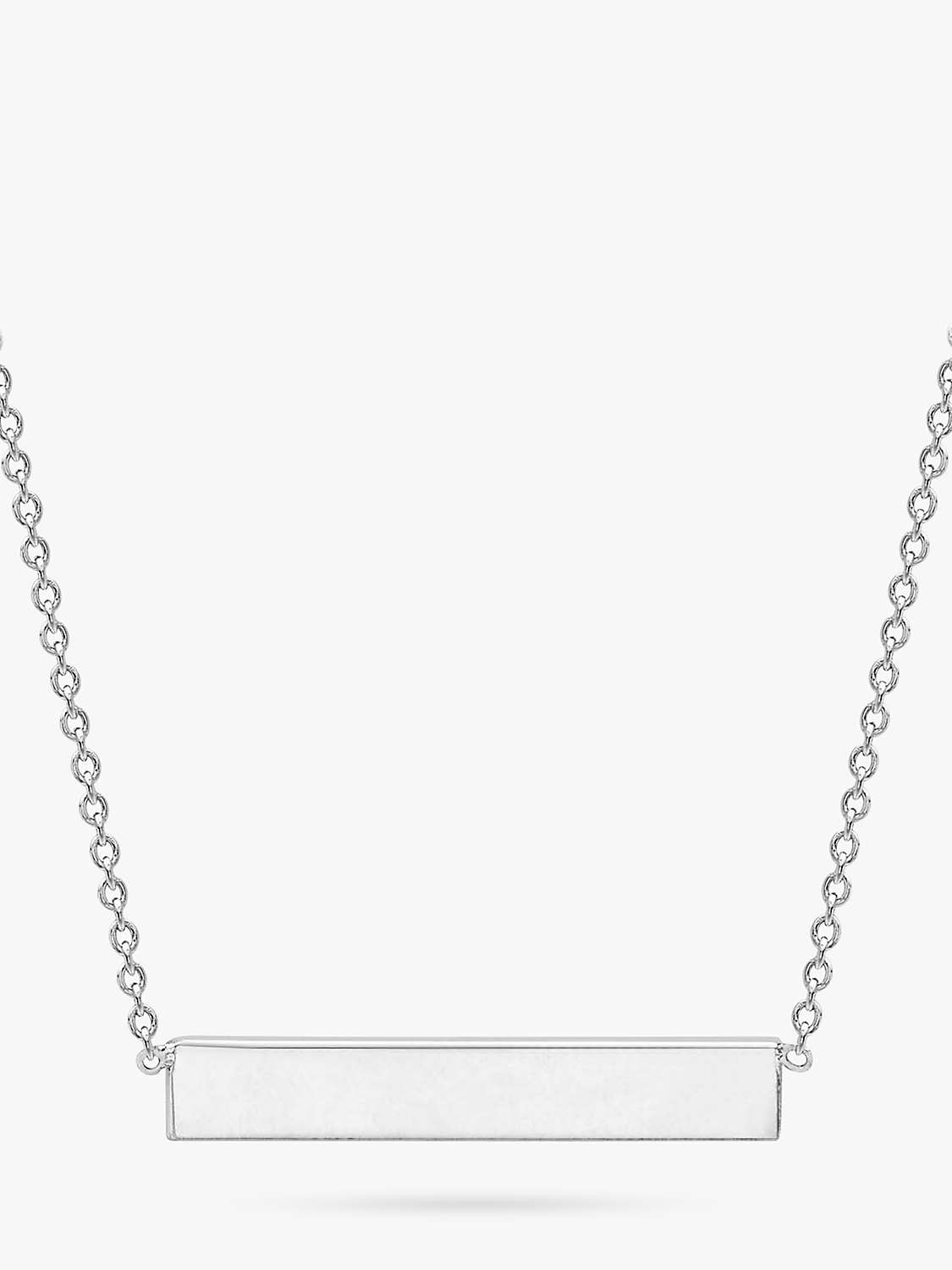Buy IBB Personalised 9ct White Gold Horizontal Bar Initial Pendant Necklace Online at johnlewis.com