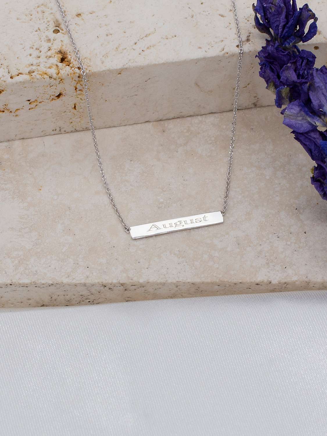 Buy IBB Personalised 9ct White Gold Horizontal Bar Initial Pendant Necklace Online at johnlewis.com