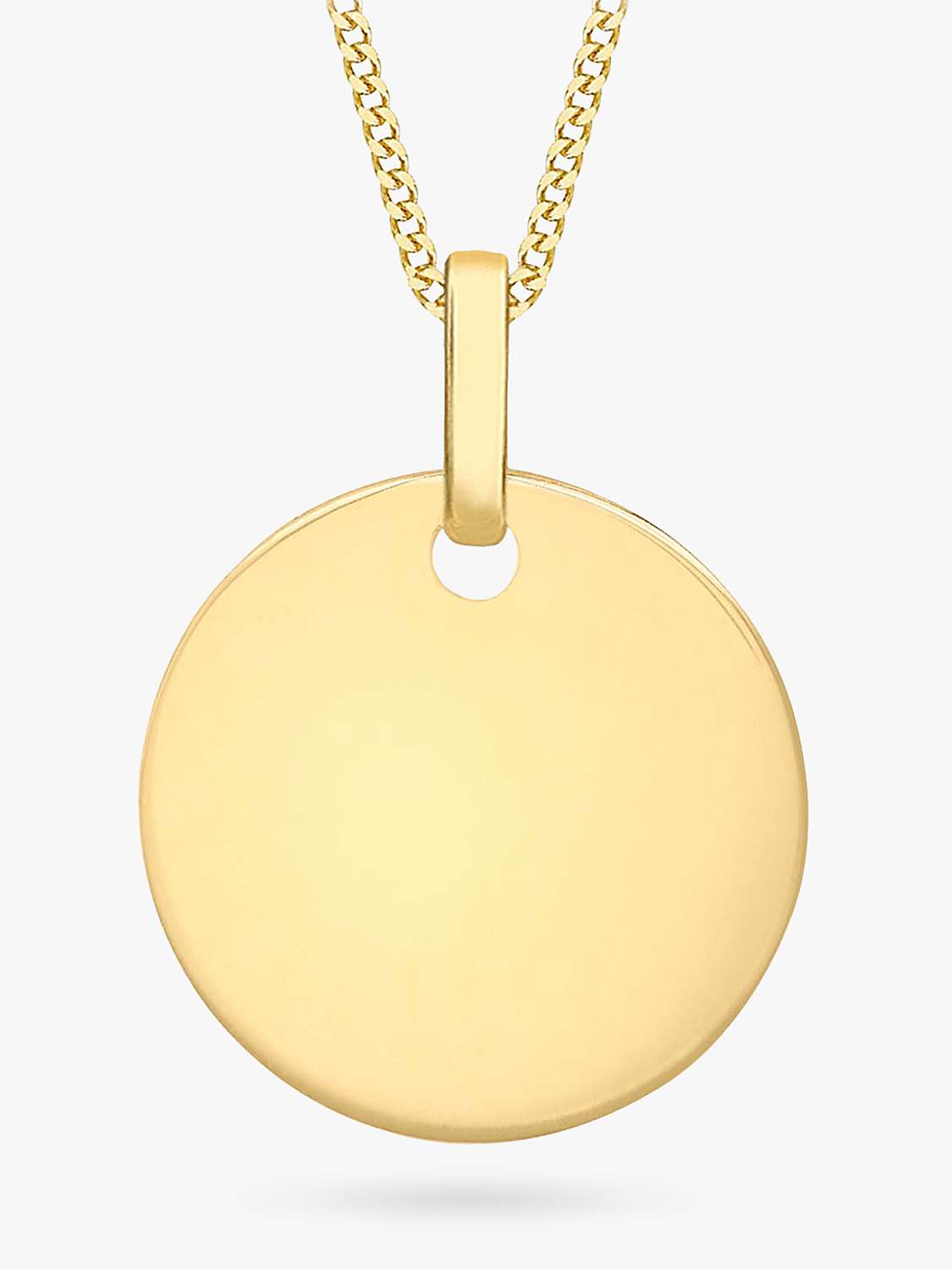 Buy IBB Personalised 9ct Gold Disc Initial Pendant Necklace Online at johnlewis.com