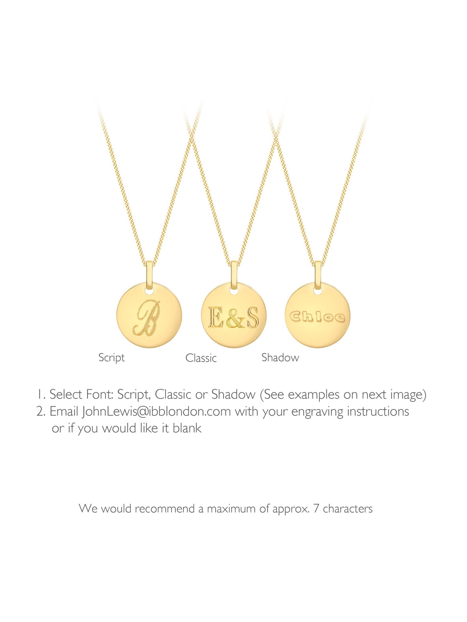 IBB Personalised 9ct Gold Disc Initial Pendant Necklace, Yellow Gold