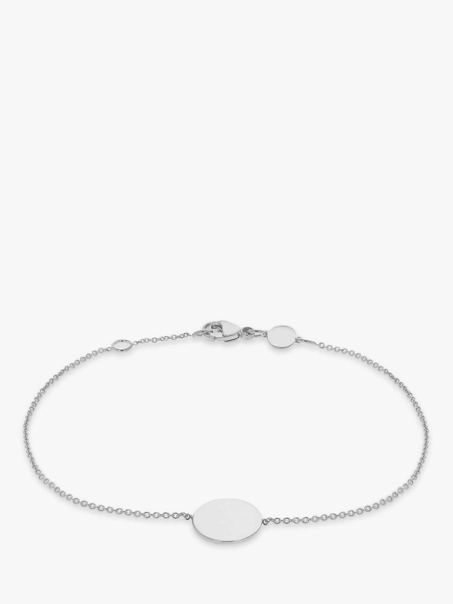 Buy IBB Personalised 9ct White Gold Disc Initial Chain Bracelet Online at johnlewis.com