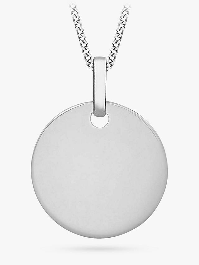 IBB Personalised 9ct Gold Disc Initial Pendant Necklace, White Gold