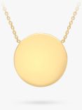 IBB Personalised Round Disc Pendant Necklace, Gold