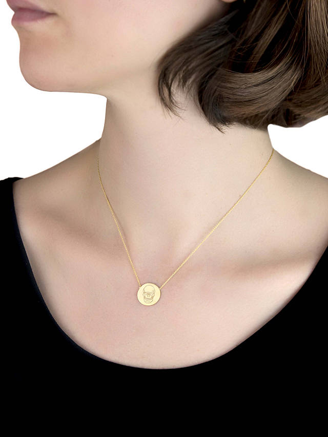 IBB Personalised Round Disc Pendant Necklace, Gold