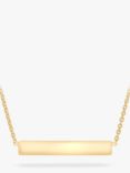 IBB Personalised Small Horizontal Bar Initial Pendant Necklace, Gold