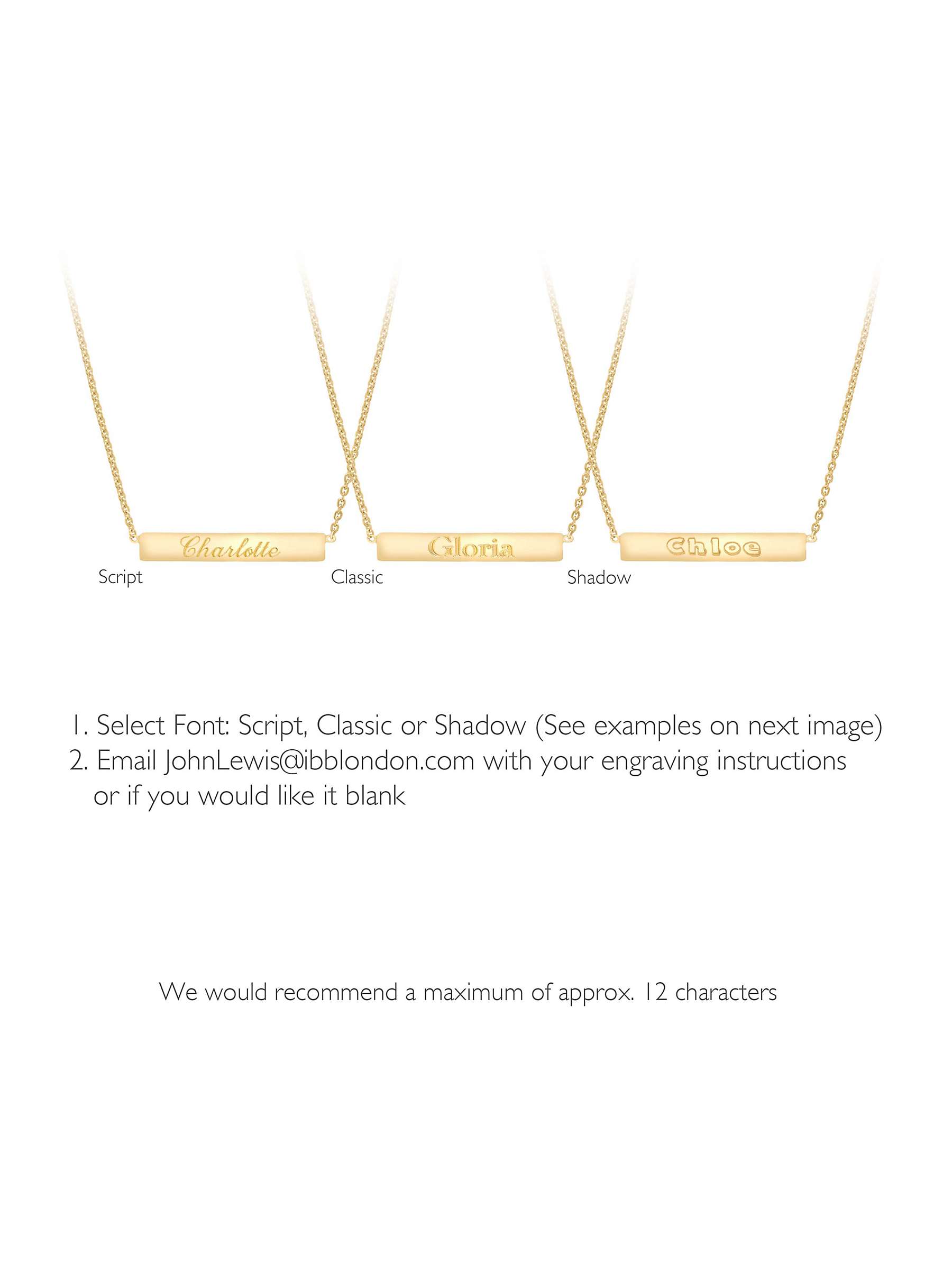 Buy IBB Personalised Small Horizontal Bar Initial Pendant Necklace, Gold Online at johnlewis.com