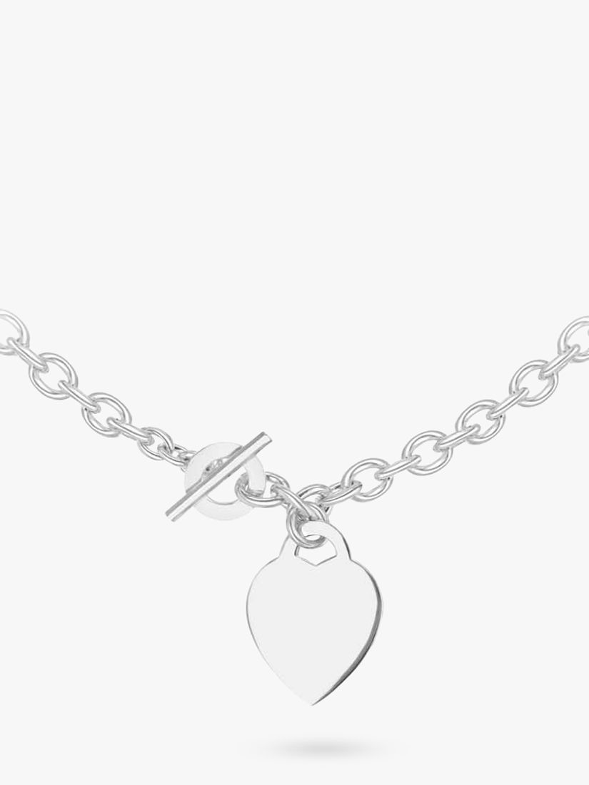 IBB Personalised Sterling Silver Heart Link Necklace, Silver