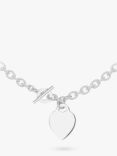 IBB Personalised Sterling Silver Heart Link Necklace, Silver