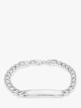 IBB Personalised Sterling Silver ID Curb Chain Bracelet, Silver