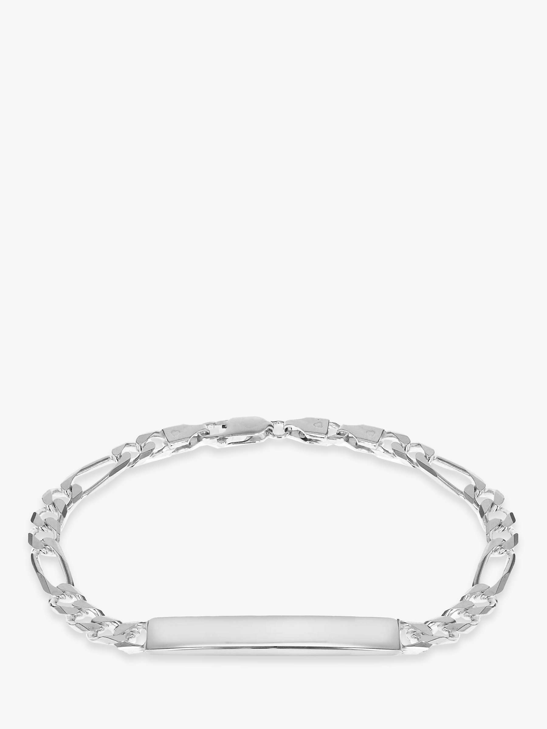 Buy IBB Personalised Sterling Silver ID Figaro Chain Bracelet, Silver Online at johnlewis.com