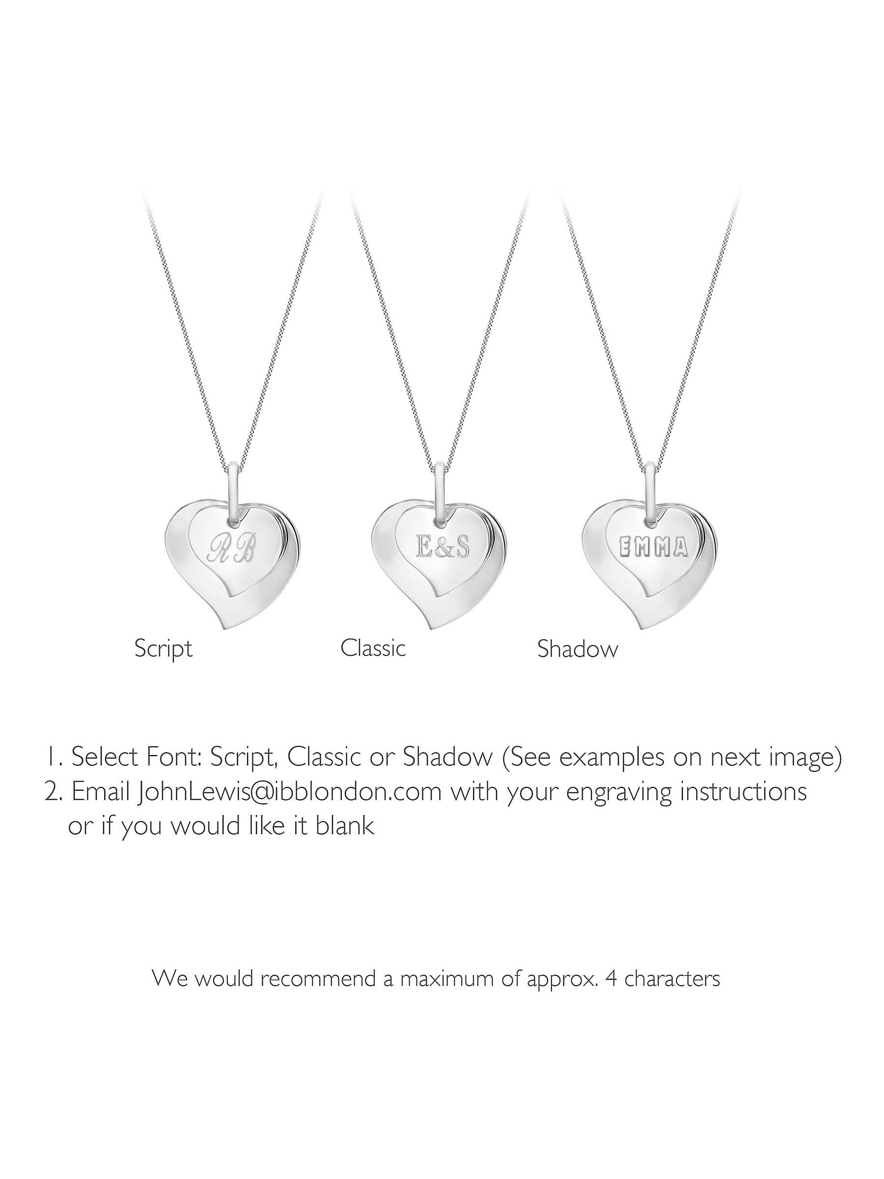 Buy IBB Personalised Sterling Silver Double Heart Necklace, Silver Online at johnlewis.com