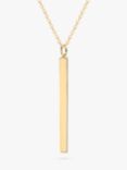 IBB Personalised Vertical Bar Initial Pendant Necklace, Gold