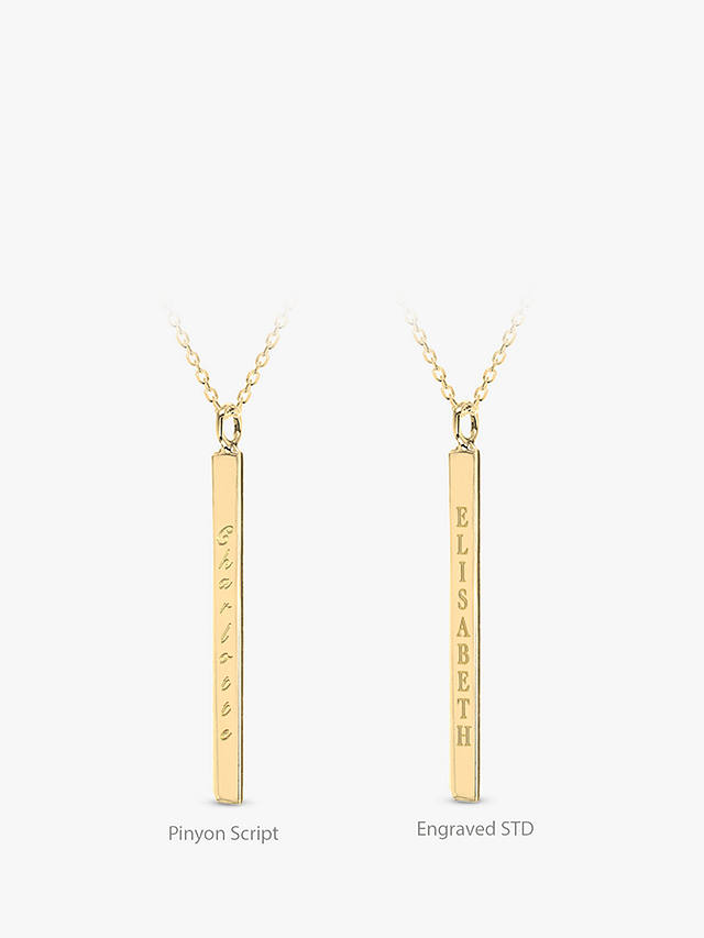 IBB Personalised Vertical Bar Initial Pendant Necklace, Gold