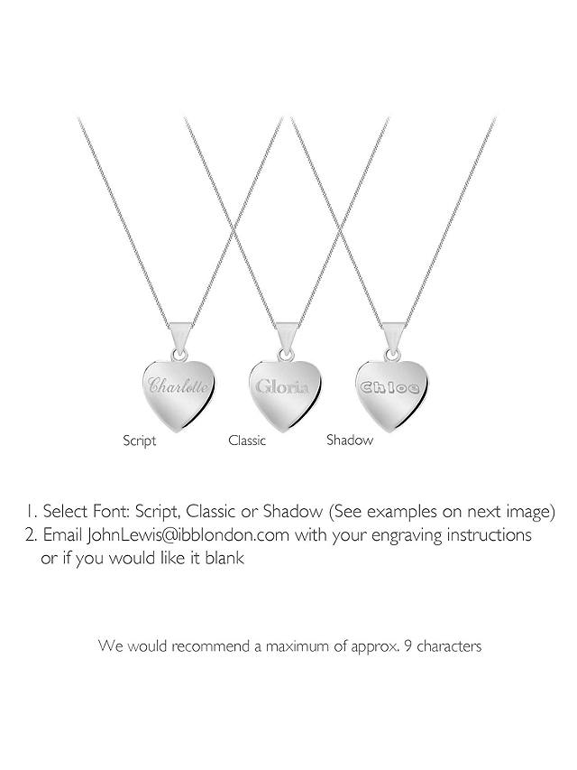 IBB Personalised Sterling Silver Heart Necklace, Silver