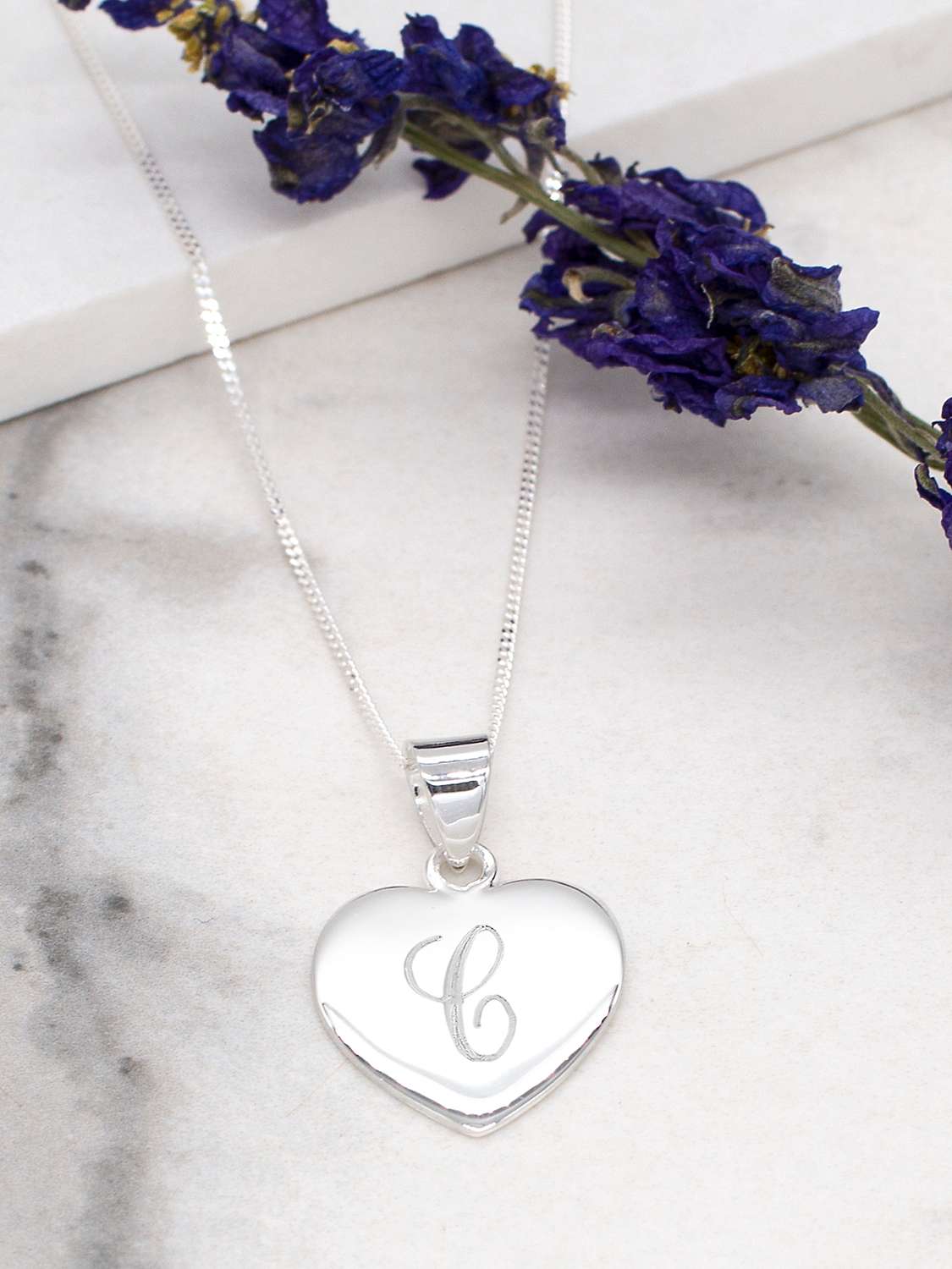 Buy IBB Personalised Sterling Silver Heart Necklace, Silver Online at johnlewis.com