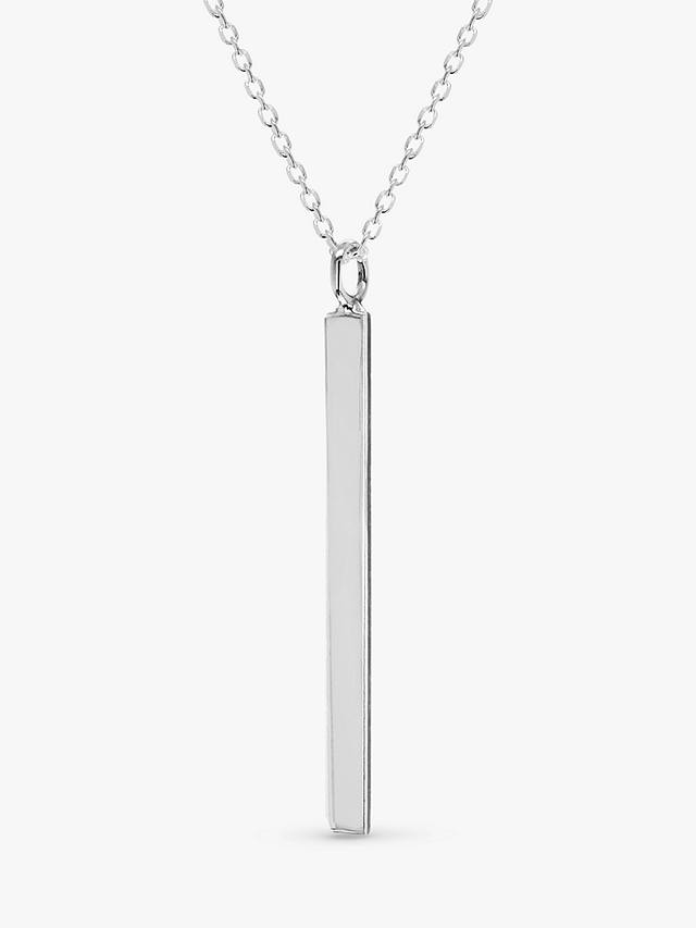 IBB Personalised Vertical Bar Initial Pendant Necklace, Silver