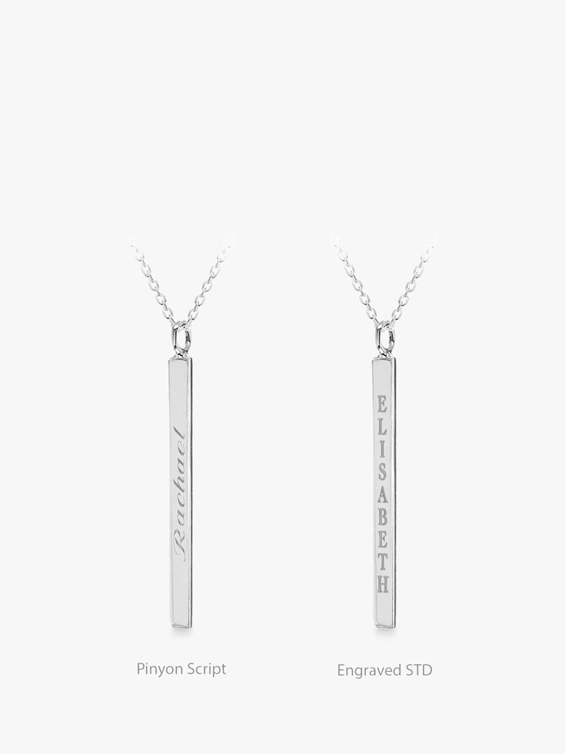 IBB Personalised Vertical Bar Initial Pendant Necklace, Silver