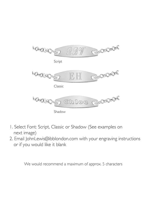 IBB Personalised Sterling Silver Children's Oval ID Belcher Bracelet, Silver