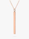 IBB Personalised Vertical Bar Initial Pendant Necklace, Rose Gold