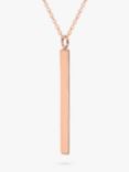 IBB Personalised Vertical Bar Initial Pendant Necklace, Rose Gold