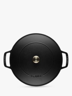 STAUB Round Cast Iron Saute Pan with Chistera Lid, 24cm, Black