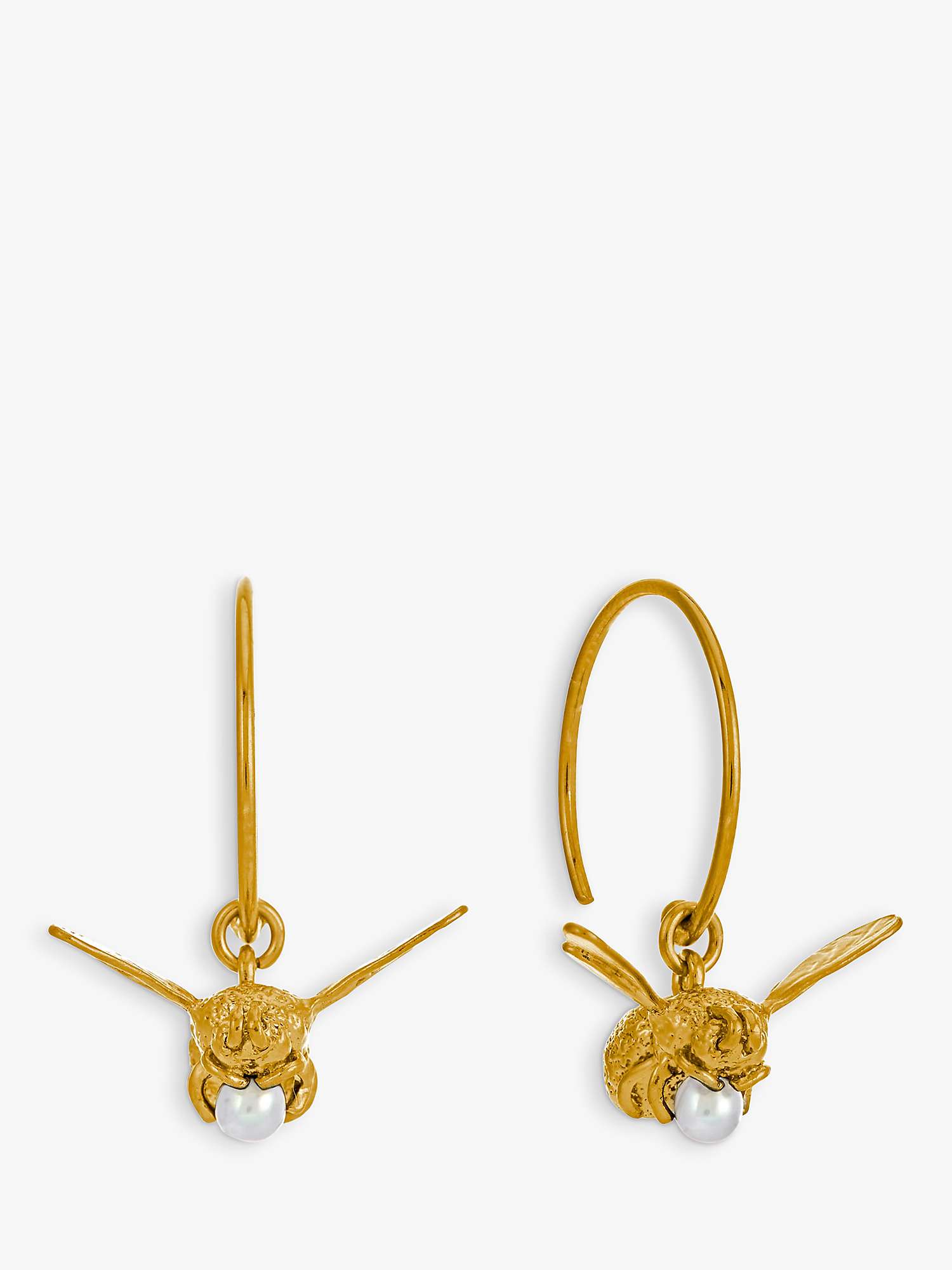 Buy Alex Monroe 22ct Gold Vermeil Flying Bee Freshwater Pearl Hoop Earrings, Gold Online at johnlewis.com