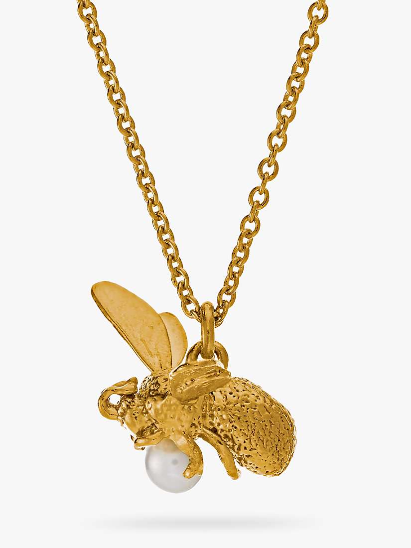 Buy Alex Monroe Fly Bee Pearl 22ct Gold Necklace, Gold Online at johnlewis.com