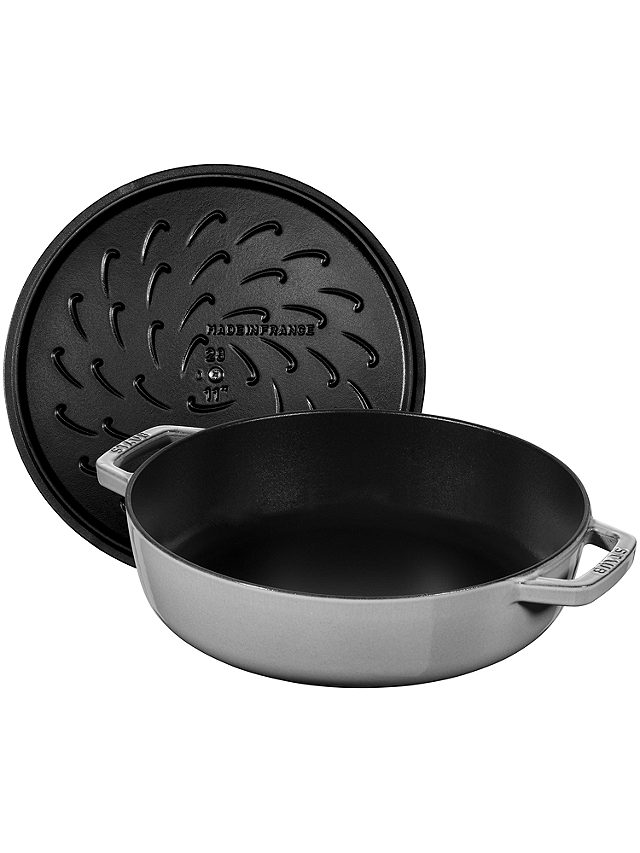 STAUB Round Cast Iron Saute Pan with Chistera Lid, 24cm, Graphite Grey