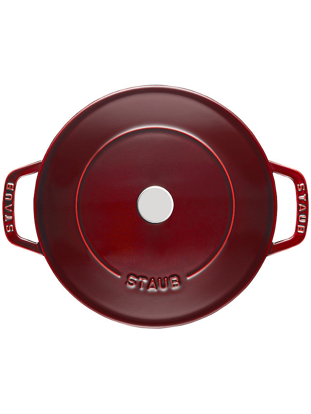 STAUB Round Cast Iron Saute Pan with Chistera Lid, 24cm, Grenadine