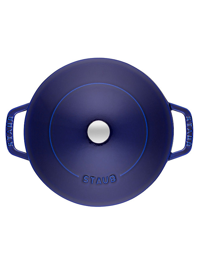 STAUB Round Cast Iron Saute Pan with Chistera Lid, 24cm, Dark Blue