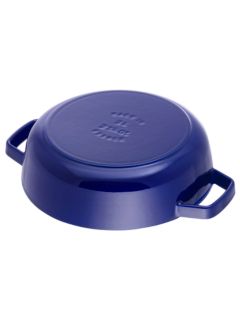 STAUB Round Cast Iron Saute Pan with Chistera Lid, 24cm, Dark Blue