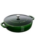 STAUB Round Cast Iron Saute Pan with Chistera Lid, 24cm, Basil