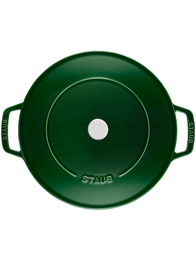 STAUB Round Cast Iron Saute Pan with Chistera Lid, 24cm, Basil