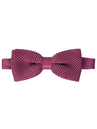 John Lewis & Partners Knitted Silk Bow Tie, Purple