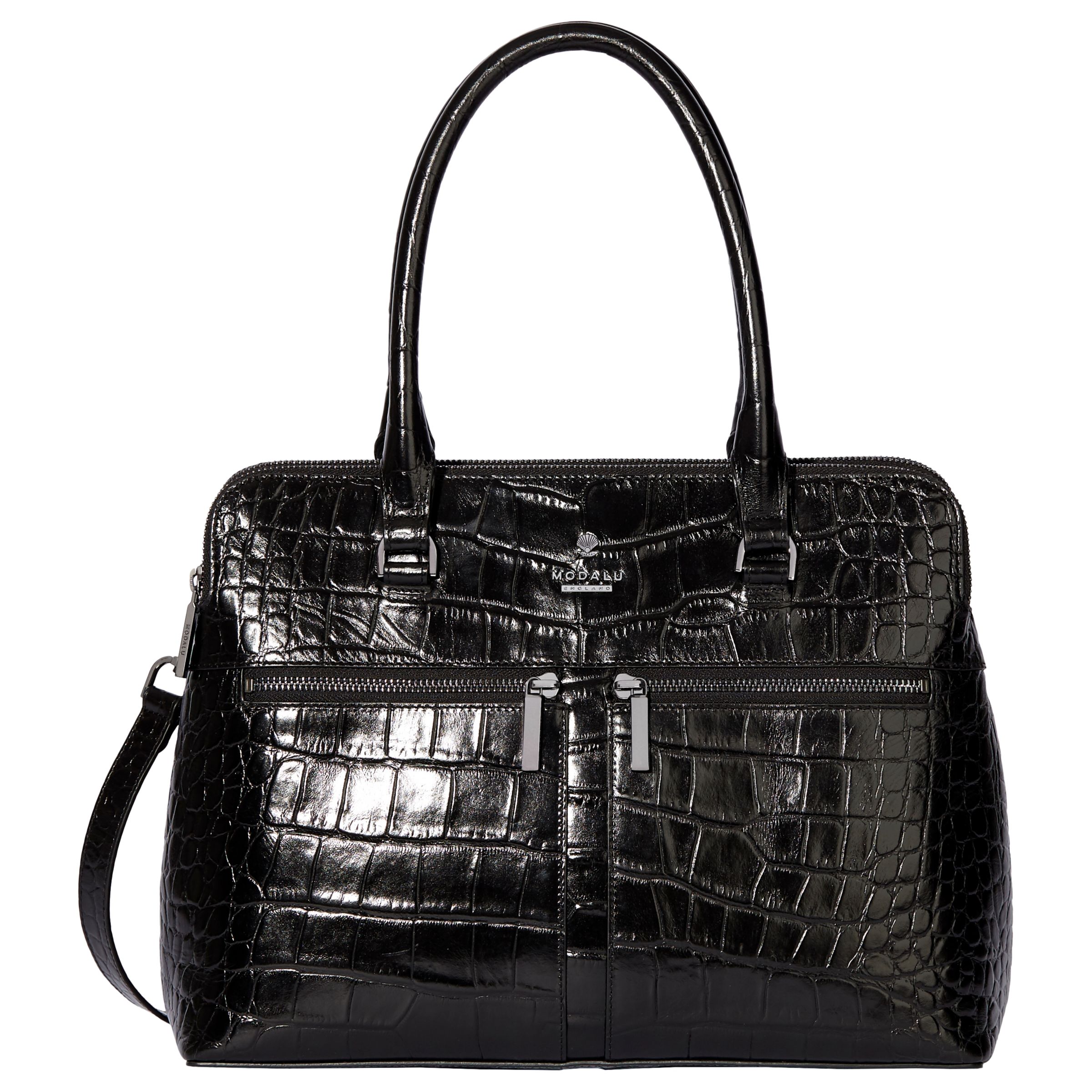 Modalu Pippa Classic Leather Croc Effect Grab Bag
