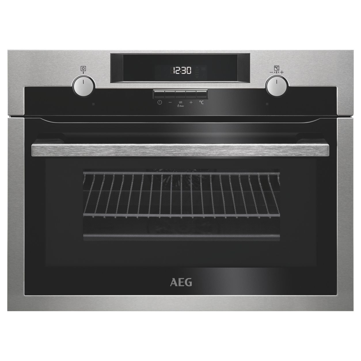 AEG KME561000M CombiQuick Compact Built-In Oven with Microwave, Stainless Steel