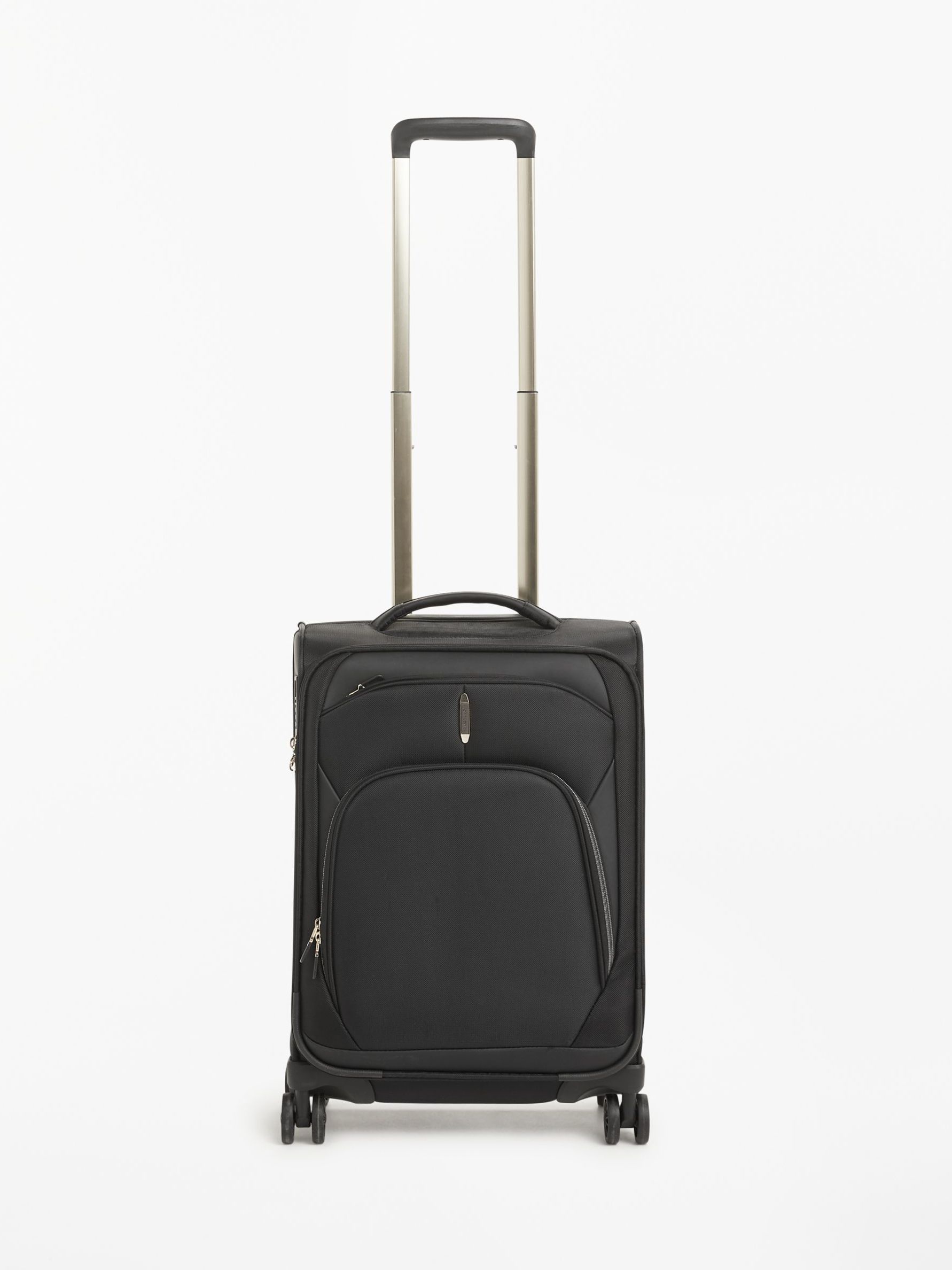 John Lewis & Partners 4-Wheel Noir Luxury 55cm Cabin Suitcase, Black/Gold at John Lewis & Partners