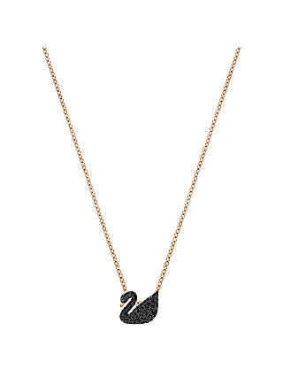 Swarovski Icon Swan Crystal Pendant Necklace, Rose Gold/Black