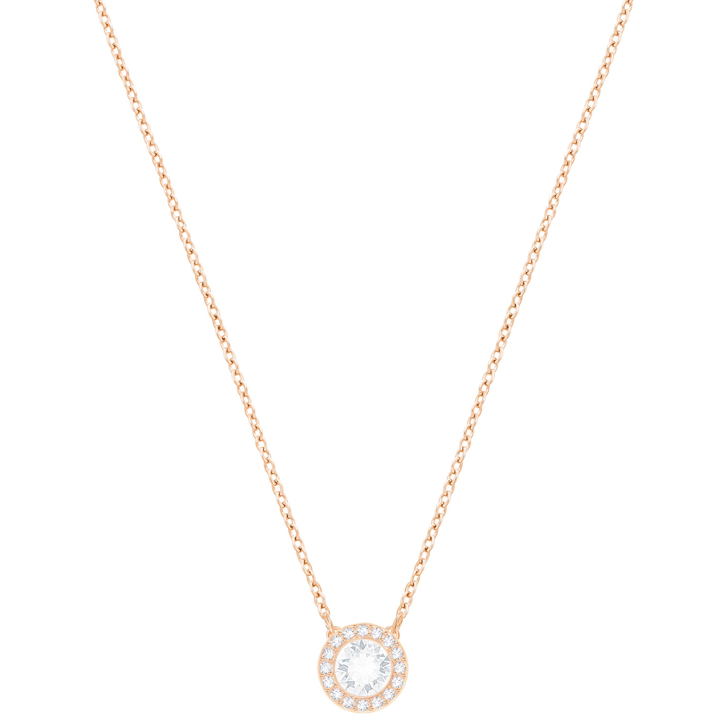 Swarovski Angelic Round Crystal Pendant Necklace, Rose Gold/Clear at ...