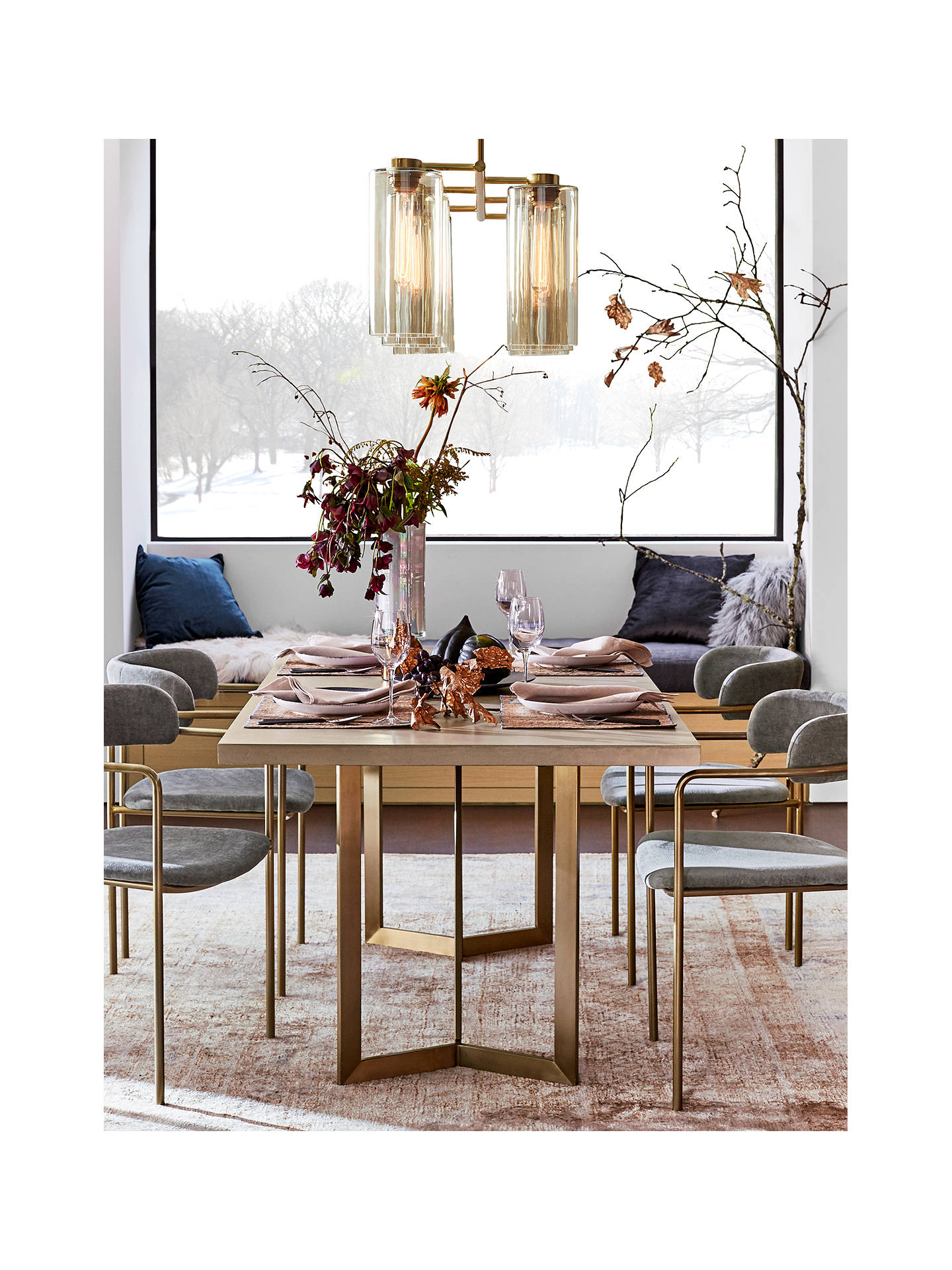 West Elm Tower 6 Seater Dining Table Grey At John Lewis Partners