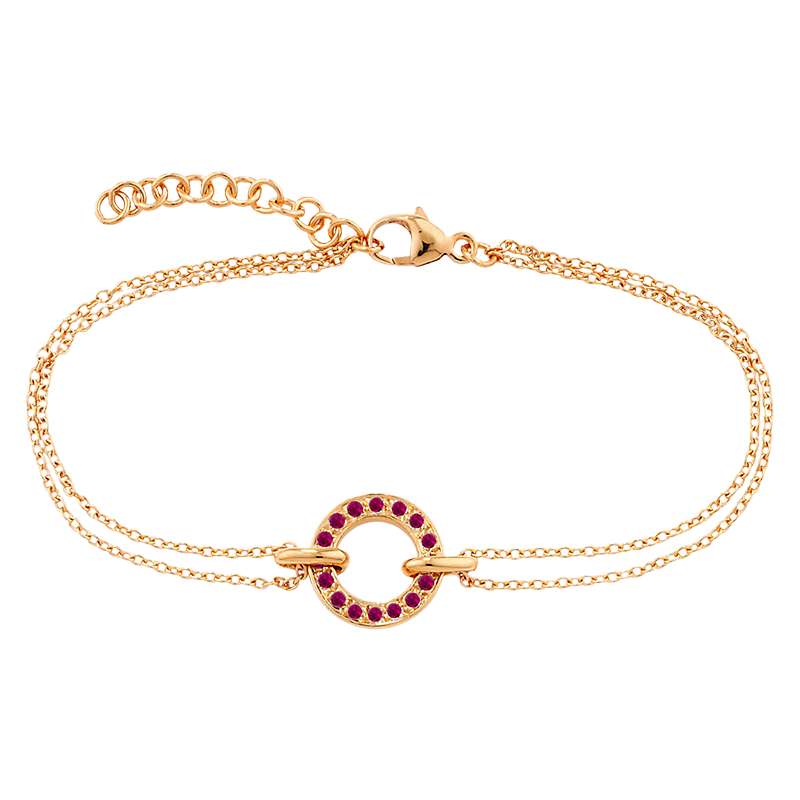 Buy London Road 9ct Rose Gold Ruby Circle Charm Meridian Bracelet Online at johnlewis.com