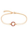 London Road 9ct Rose Gold Ruby Circle Charm Meridian Bracelet