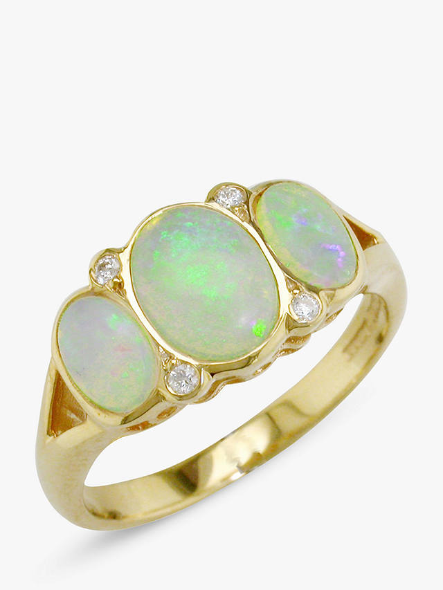 E.W Adams 9ct Yellow Gold Opal and Diamond Cocktail Ring