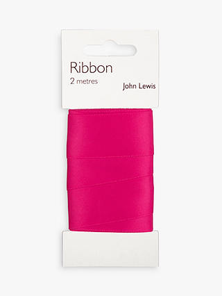 John Lewis & Partners Wide Ribbon, 2m, Neon Pink