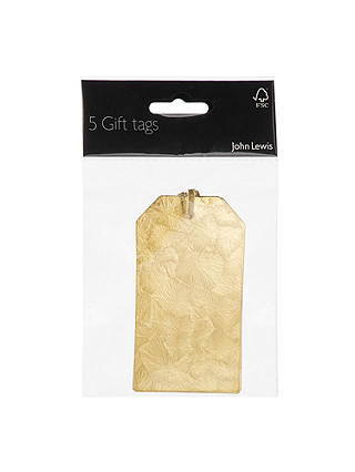 John Lewis & Partners Gold Textured Gift Tags, Pack of 5