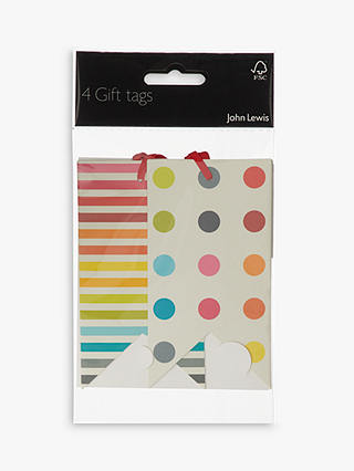 John Lewis & Partners Stripe and Spot Gift Tags, Pack of 4